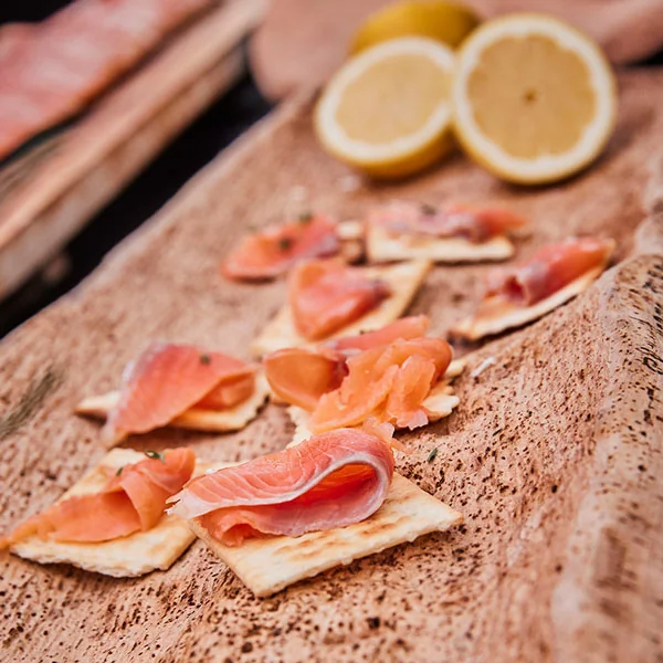 Smoked salmon on the table